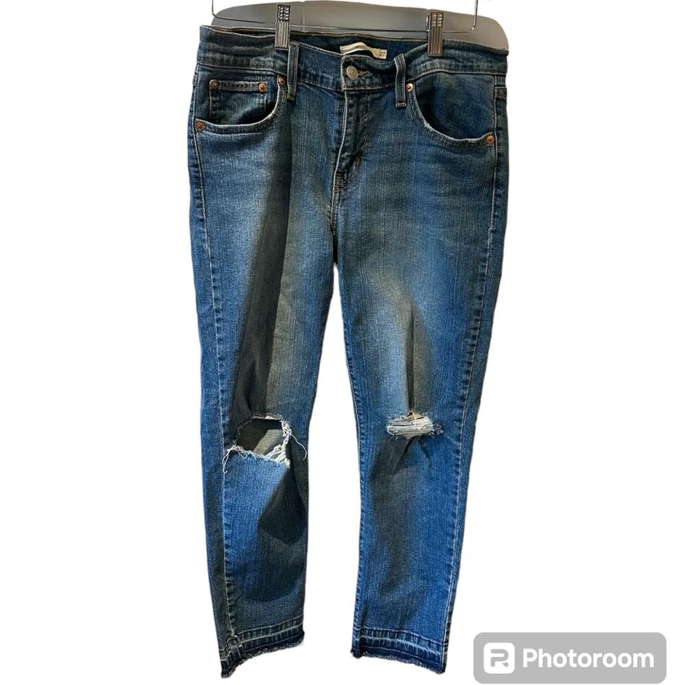Levi's Boyfriend Fit Denim Jeans Distressed Blue Size 27